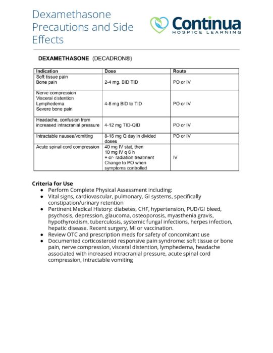 Dexamethasone Precautions and Side Effects