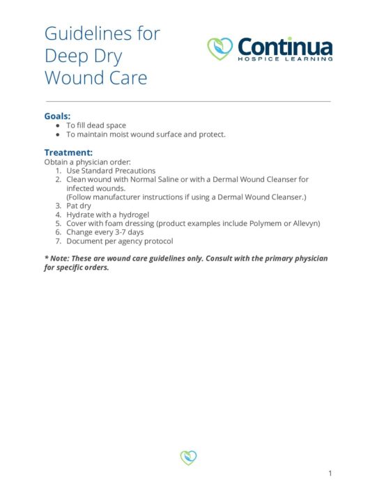 Guidelines for Deep Dry Wound Care