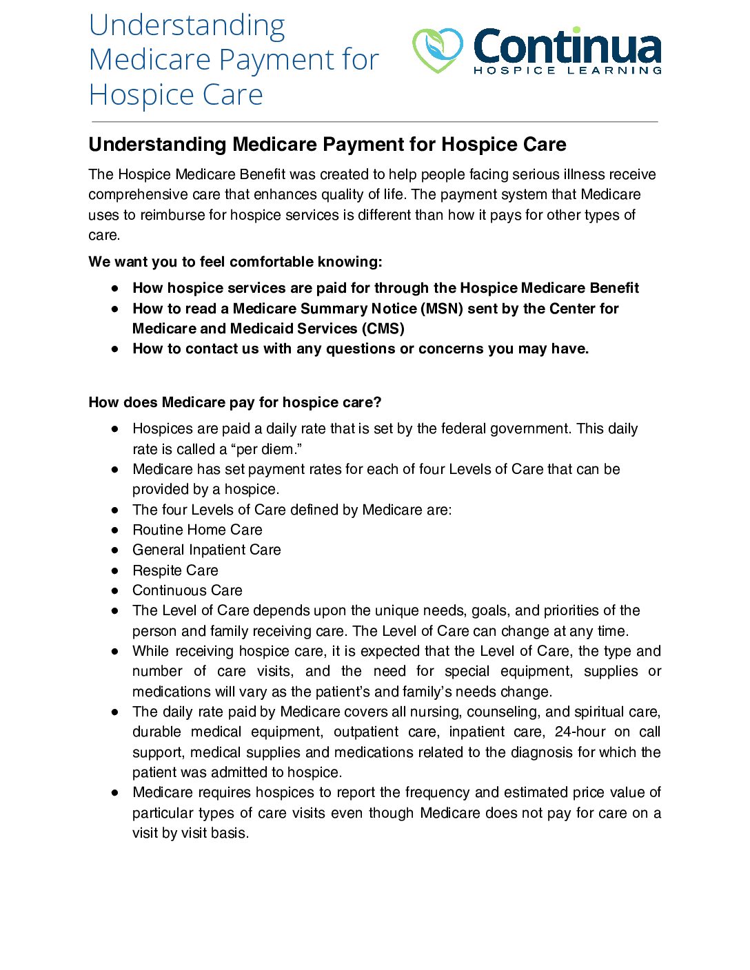 Understanding Medicare Payment For Hospice Care